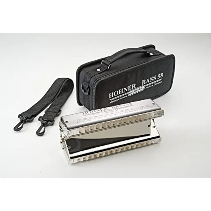 Hohner Orchestra Bass 58, Mundharmonika mit 2 Oktaven, 58 Stimmzungen und Messing-Stimmplatten – Bild 2
