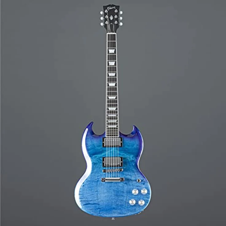 Gibson SG Modern BBF, E-Gitarre mit Mahagoni Korpus, AA-geflammter Ahorndecke, Ebenholz Griffbrett und Burstbucker Pro Pickups, Farbe Blueberry Fade, inkl. Koffer, Made in USA – Bild 2