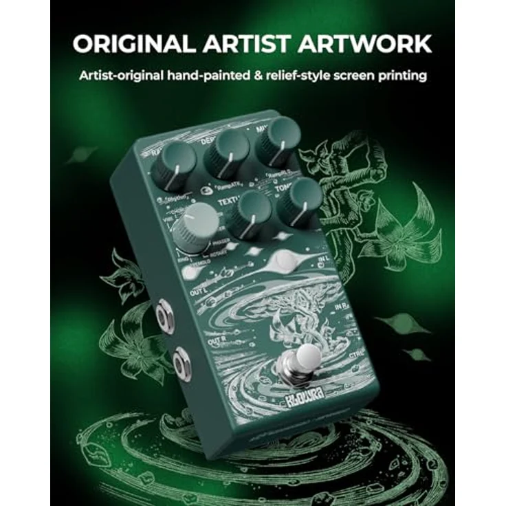 Klowra Sprout Modulation Gitarrenpedal mit 9 Effekten, CTRL-Eingang, Tap Tempo & Presets, Green Sprout – Bild 2