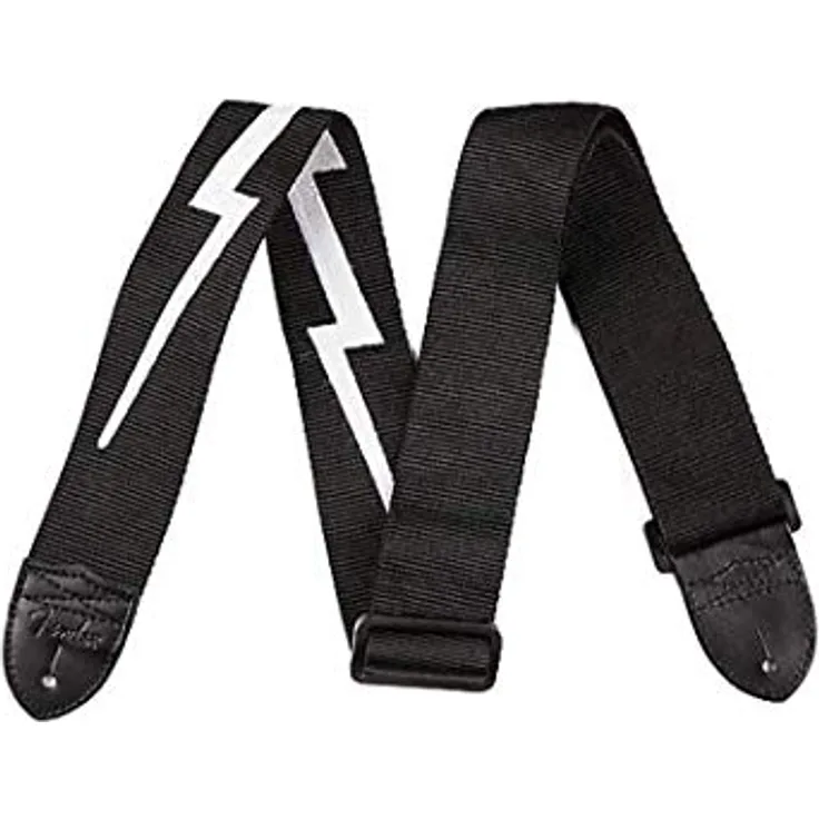 Fender Lightning Bolt Strap, Gitarrengurt aus Nylon, verstellbar von 76cm bis 138cm, 50mm breit, Lederenden mit Fender Logo