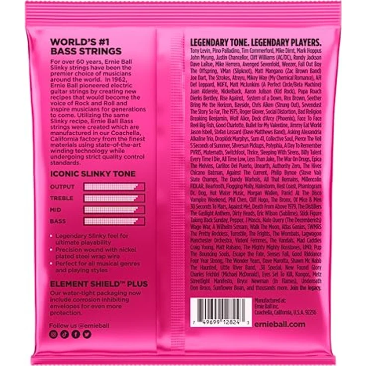 Ernie Ball Super Slinky, 5-Saiten E-Basssaiten, Nickelwound, Saitenstärke 40-125, ausgewogener Ton, langlebige Element Shield-Verpackung – Bild 2