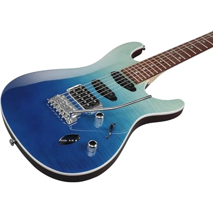 Ibanez SA260FM-BRG, E-Gitarre mit Okoume Korpus, geflammter Ahorn Decke, 22 Bünden und Quantum Tonabnehmer, Blue Reef Radiation – Bild 6