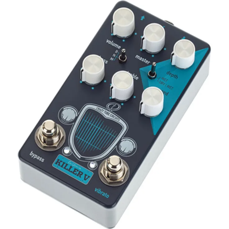 Crazy Tube Circuits Killer V Pre Amp/Vibrato, Effektpedal für E-Gitarre & Bass mit Pitch-Shifting Vibrato und Regler für Volume, Depth, Bass, Treble, Speed