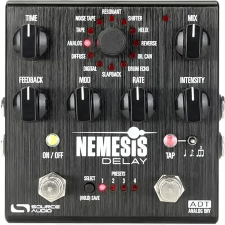 Source Audio One Series Nemesis Delay ADT, Delay Effekt Pedal mit 26 Delay Engines, 8 Presets und MIDI-Kompatibilität, Aluminium-Gehäuse – Bild 1