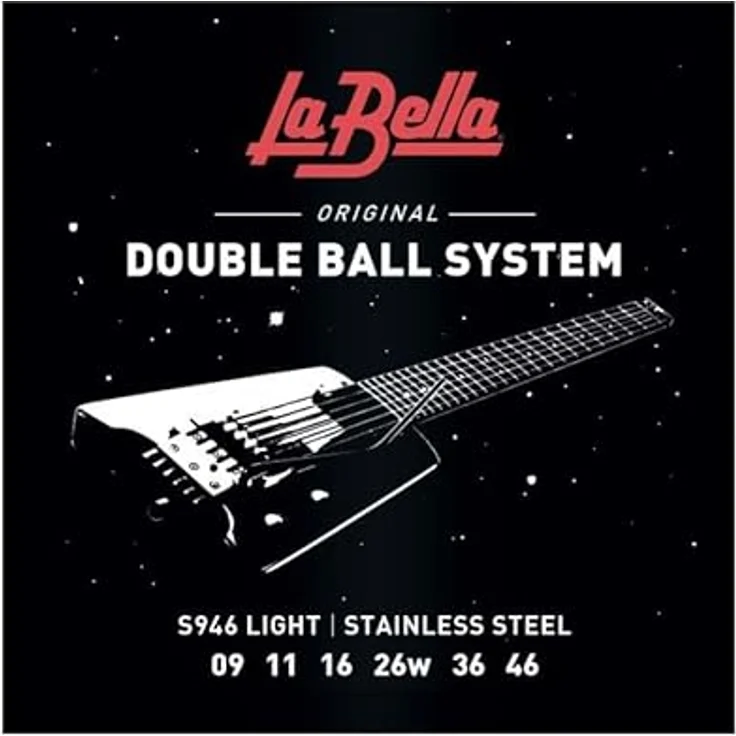 La Bella Double Ball-End Gitarrensaiten S/Less Stahl Rnd Wnd Light 9–46, elektrisch, leichte Spannung – Bild 2