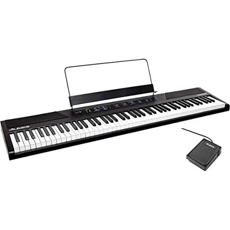 Alesis Concert, Digitalpiano mit 88 halbgewichteten Tasten, 10 integrierten Stimmen, 128 Noten Polyphonie, USB-MIDI, inkl. Sustain Pedal und Netzteil