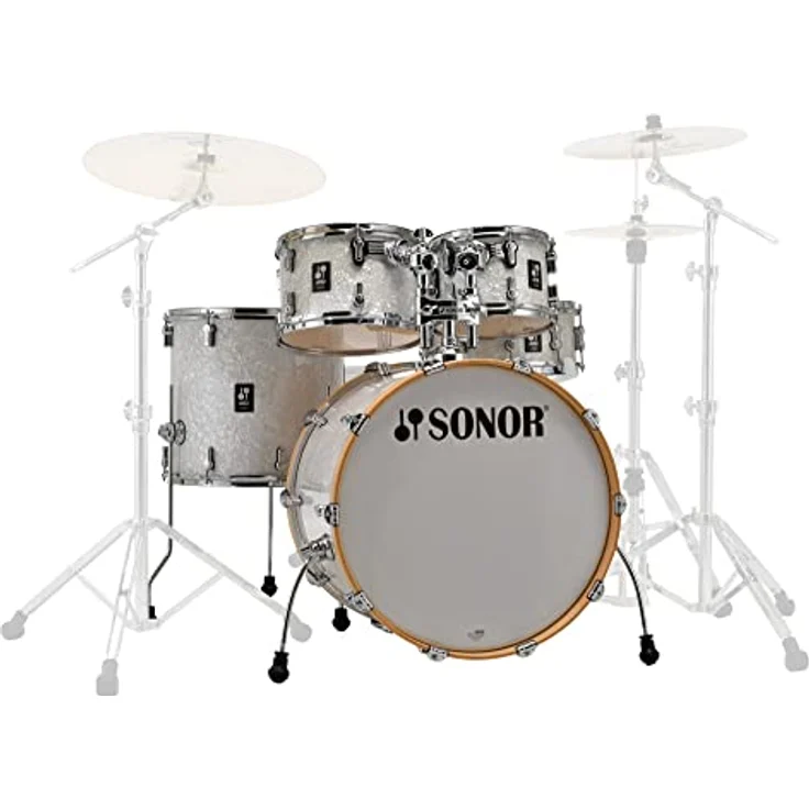Sonor AQ2 Stage Set WHP, Schlagzeug-Set mit 7-lagigem Ahornkessel, 22"x17,5" Bass Drum, Farbe: White Pearl – Bild 1