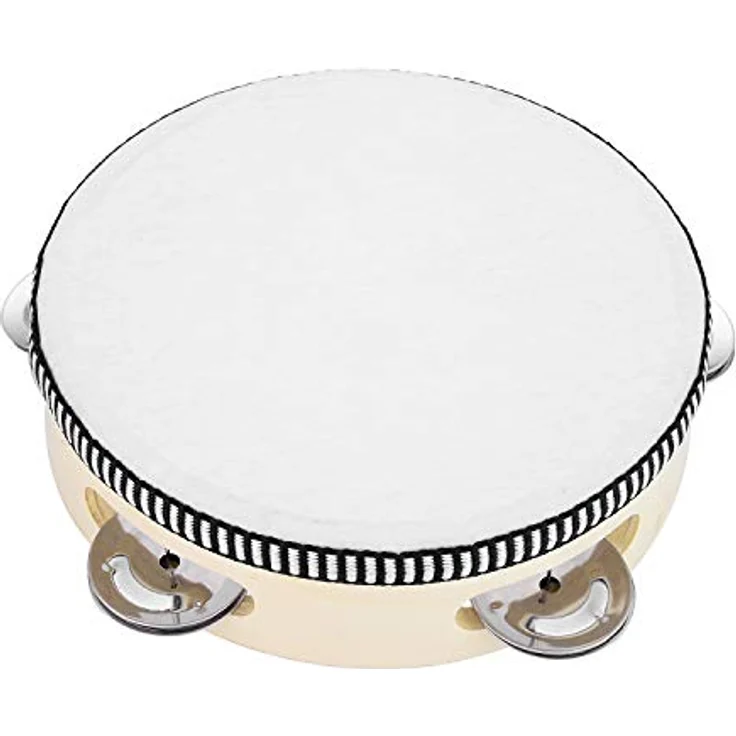 Musfunny Tamburin Kinder, 15 cm handliches Tambourine aus Holz mit Metal Jingles für melodische Klänge – Bild 5