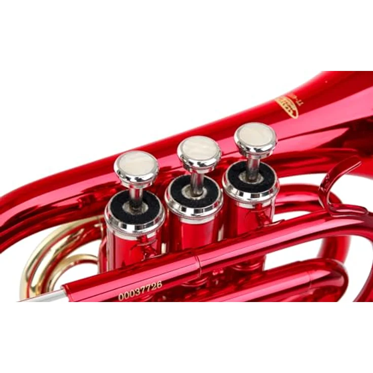 Classic Cantabile Brass TT-400 Bb-Taschentrompete, Messing mit 93 mm Schallbecher, 11,8 mm Bohrung, inkl. Leichtkoffer, Mundstück, Putztuch, Handschuhe, rot – Bild 3