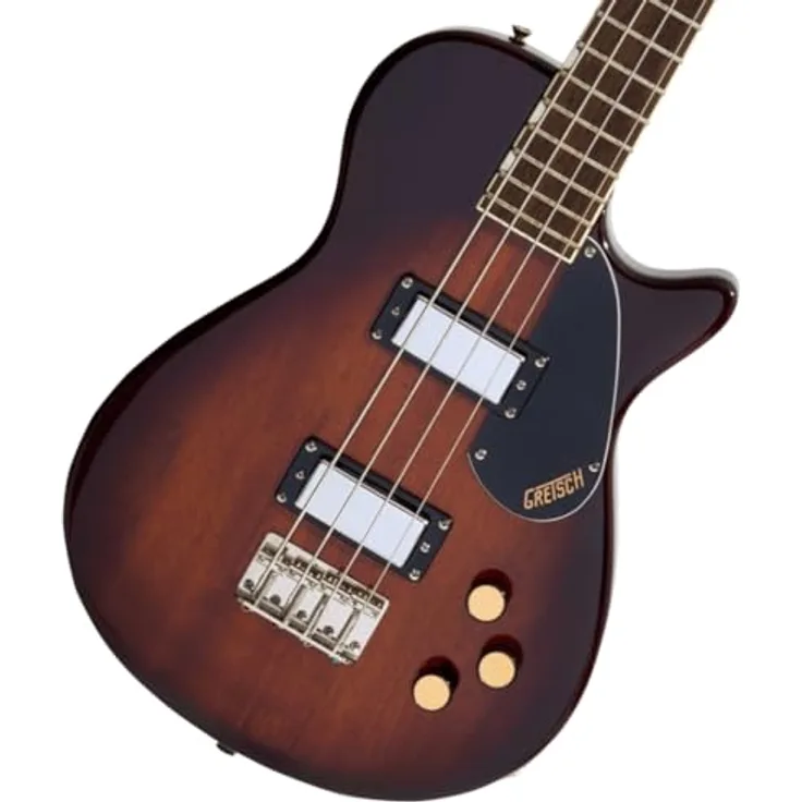 Gretsch Streamliner Jet Club Bass HVNA BRST, E-Bass mit Nato Korpus, Havana Burst, Single-Coil Tonabnehmer und geschraubtem Hals