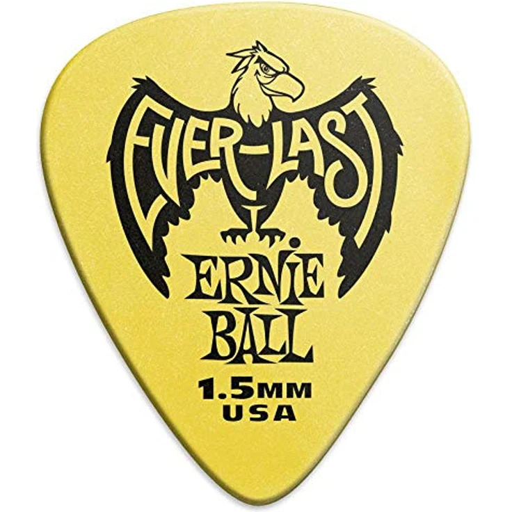 Ernie Ball Everlast Picks EB9195, strapazierfähige Plektren aus Delrin, 1,50 mm, 12er Pack, gelb – Bild 3