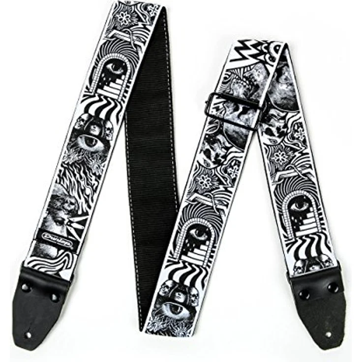 Jim Dunlop Gitarrengurt I Love Dust - Skulls - Weiß/Schwarz, hochwertiger Gitarrengurt aus den USA mit attraktiven Totenkopf-Design – Bild 2