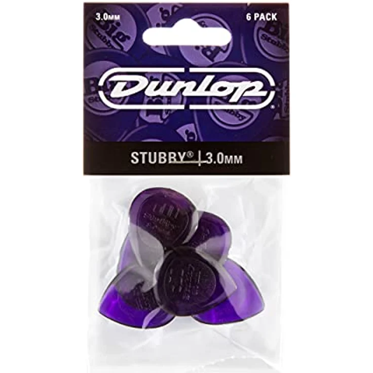 Jim Dunlop Plektrum Stubby Jazz, 3,00 mm, 6 Stück, konturiert für reibungsloses Ablösen, starke Grifffläche aus Lexan – Bild 4