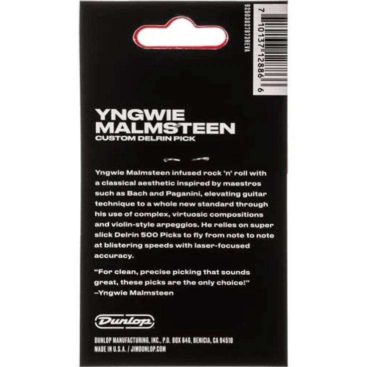 Dunlop Yngwie Malmsteen YEL Pick, Delrin Plektrum 1.5 mm, Standardform, 6er Pack, gelb – Bild 2