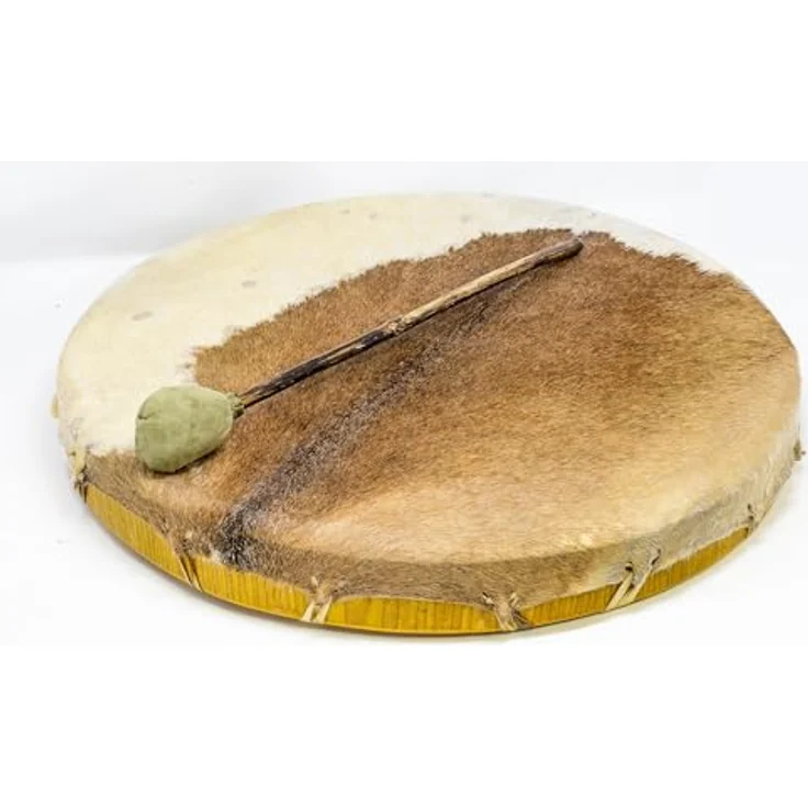 Terre Shaman Drum Goat Skin 50cm, runde Schamanentrommel aus Ziegenhaut mit Mahagoni-Rahmen, inkl. Schlägel – Bild 2