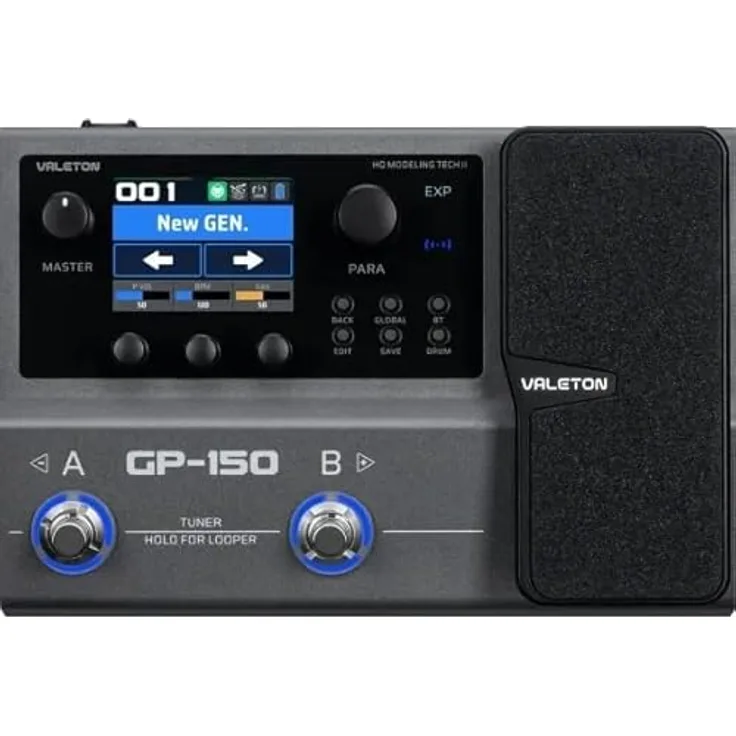 Valeton GP-150, Gitarren-Multieffektpedal mit über 200 Effekten, 200 Speicherplätzen und integrierter 3000-mAh-Batterie