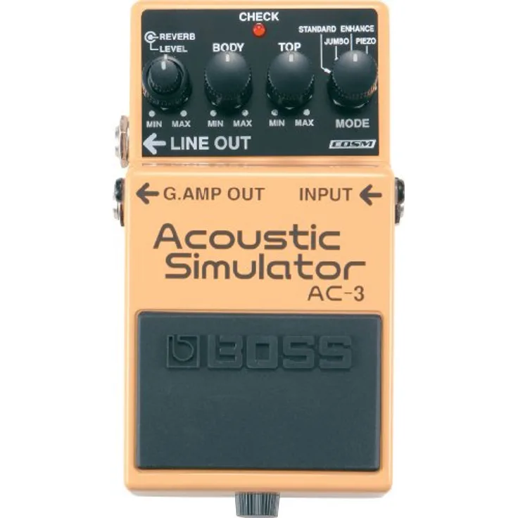 Boss AC-3 Acoustic Simulator, Effektpedal mit vier Simulations-Modi und eingebautem Reverb
