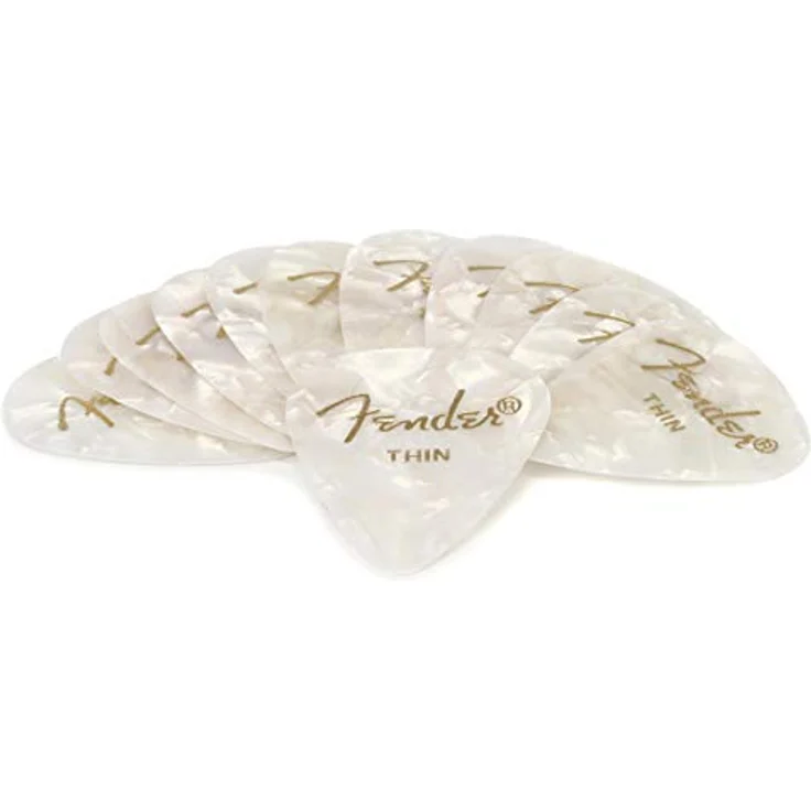 Fender 351 Shape Premium Picks, Plektren Set in White Moto, dünn, 12 Stück – Bild 1