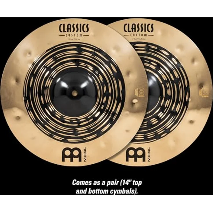 Meinl Classics Custom Dual 14 Zoll Hihat, Dunkles und Brilliantes Finish, Schlagzeug Becken aus B12 Bronze mit großer dynamischer Bandbreite (CC14DUH) – Bild 2