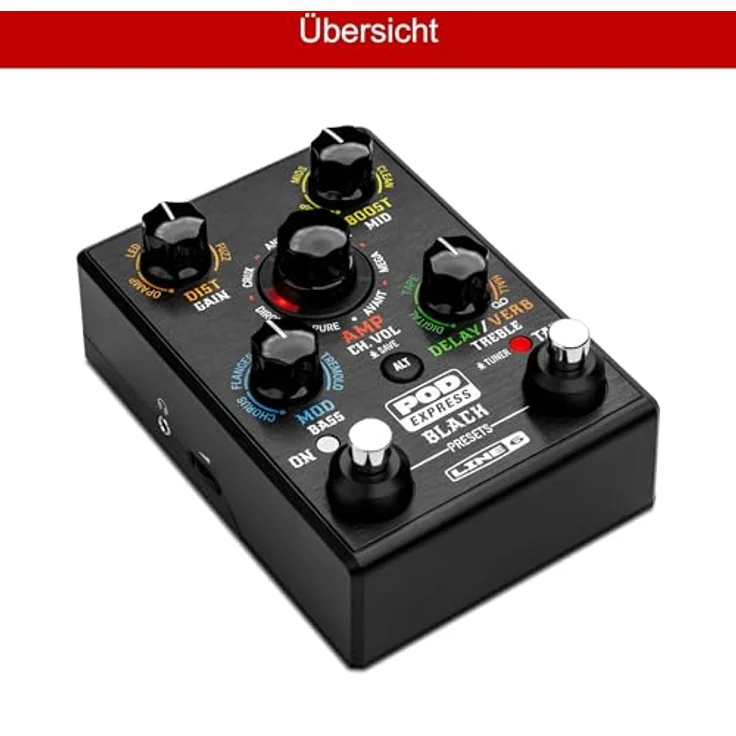 Line6 Pod Express, Gitarren-Multieffektpedal mit 7 Verstärkermodellen, 17 Effekten, USB-C Audiointerface, schwarz – Bild 9