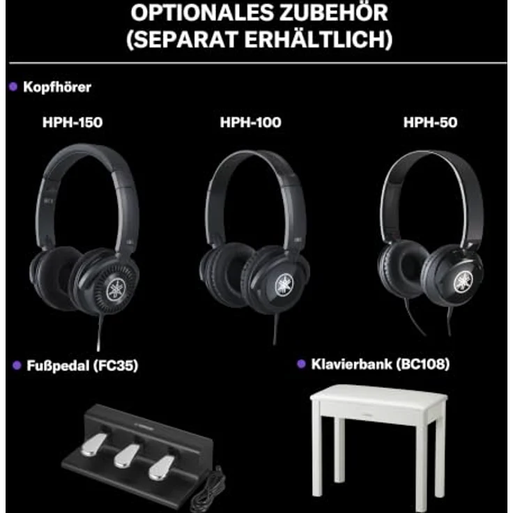 Yamaha YDP-S36 WH Arius, Digitalpiano mit 88 gewichteten Tasten, Bluetooth Audio/Midi und 10 Sounds in Weiß – Bild 10