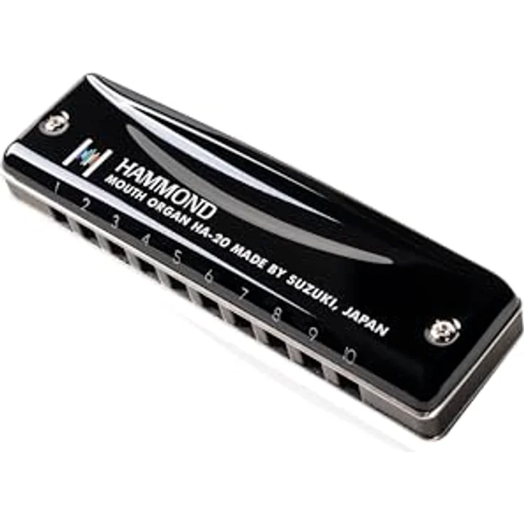 Suzuki HA-20 Hammond Ab, Mundharmonika mit schwarz verchromten Messingschaldeckeln und Aluminiumkorpus, inkl. Etui – Bild 5