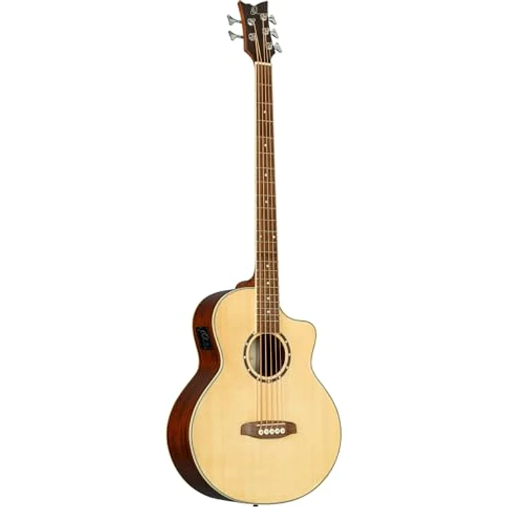 Ortega D7CE-5 Deep, 5-Saiter Akustikbass mit Fichtendecke, Mahagoniboden und Walnusshals, Cutaway, Preamp mit Stimmgerät – Bild 2