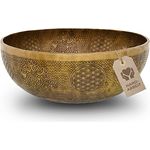 Avanda Tibetische Klangschale Blume des Lebens, Ø 35 cm, 4.000 Gramm, antike Oberfläche, traditionelle Handarbeit in Profi-Qualität für Yoga und Meditation