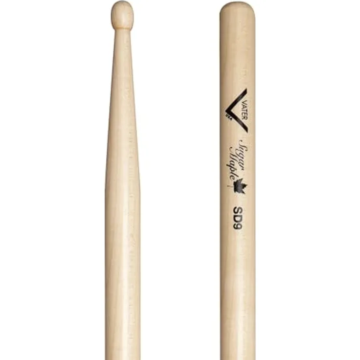 Vater SD 9 Drumsticks, Sugar Maple Holz, ovaler Kopf, 16 1/4 Zoll Länge, 0,610 Zoll Durchmesser