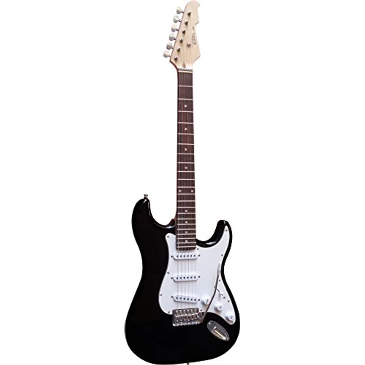 MSA Elektrogitarre Set, schwarze E-Gitarre mit 20Watt Verstärker, Stimmgerät, Gitarrenständer und Zubehör, 9-teilig – Bild 2