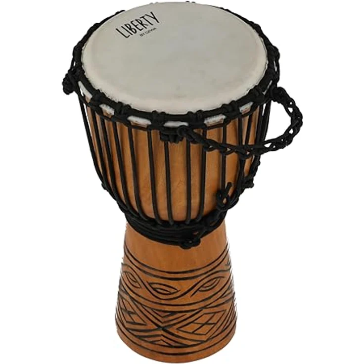 Gewa 8" Liberty Urban Djembe, verzierter Mahagonikorpus mit Ziegenfell, Schnurspannung, Höhe 50 cm – Bild 2