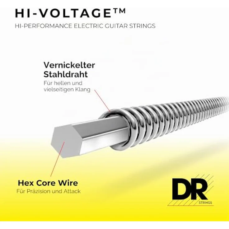 DR Strings HI-VOLTAGE DBG-10 E-Gitarre Medium Saiten 10-46, vernickelter sechseckiger Kern für optimale Stimmhaltung und Langlebigkeit – Bild 2