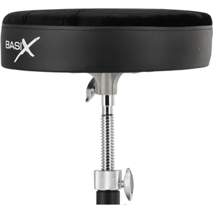 GEWA Schlagzeughocker PS805160, höhenverstellbar, runder schwarzer Sitz, doppelstrebig, chrom, Gewicht ca. 4,9 kg – Bild 2