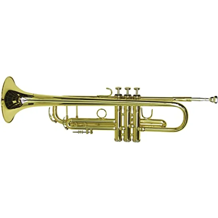 DIMAVERY TP-20 B-Trompete, gold, Mittelklasse-Modell mit hochvergütetem Messing Schallstück und Mundrohr, inkl. Mundstück und ABS-Case – Bild 1