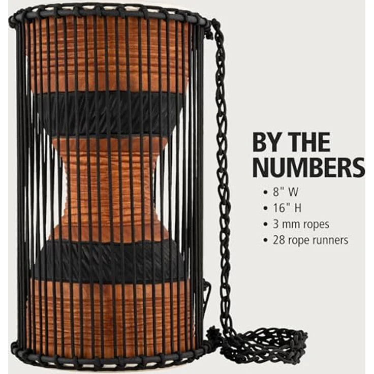 Meinl ATD-L African Talking Drum, 8" x 16", Mahagoni Holz, handselektierte Ziegenfelle, ergonomischer Holzschlägel, braun/schwarz – Bild 6