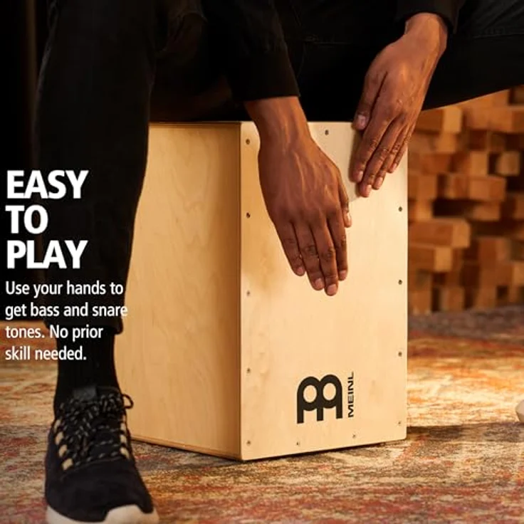 Meinl Headliner Cajon HCAJ1NT, kompakte Sitztrommel aus Rubber Wood mit Bass- und Snare-Sounds, rutschfesten Gummifüßen – Bild 3