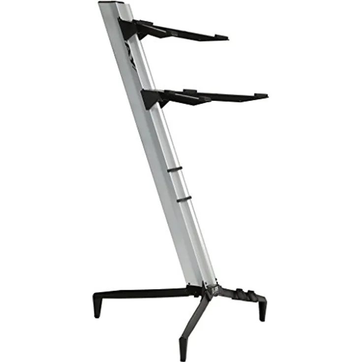 STAY MUSIC Set 2 2-lagig Keyboard-Ständer, silber, Aluminium, höhenverstellbar, max. 40 kg Belastung pro Ebene, inkl. Tragetasche
