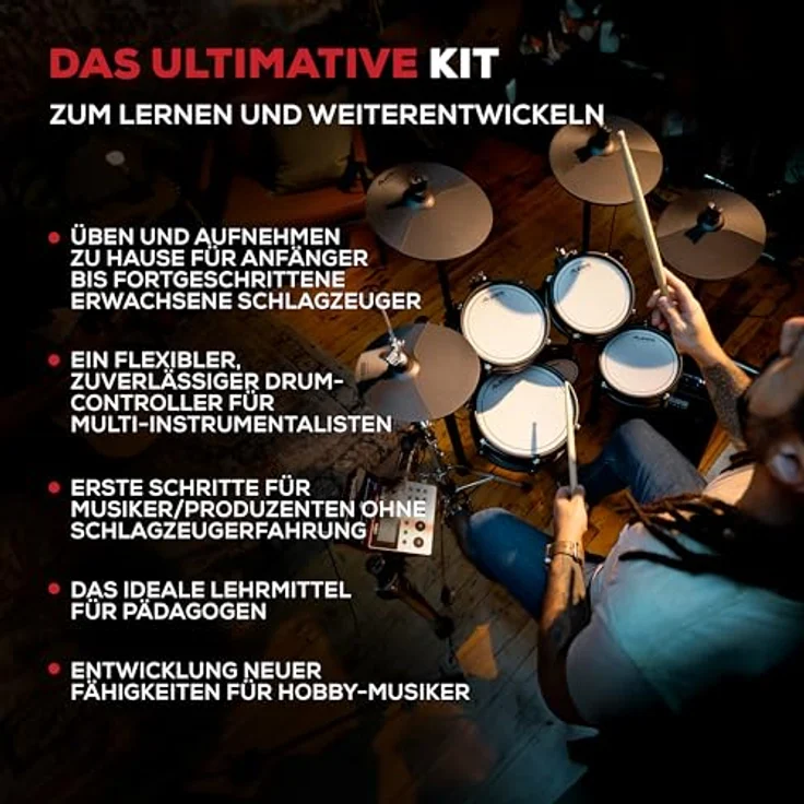 Alesis Nitro Ultimate Drum Kit, E-Drum Set mit 10" 2-Zonen Mesh Snare, Bluetooth Audio Streaming und 640+ Sounds – Bild 10