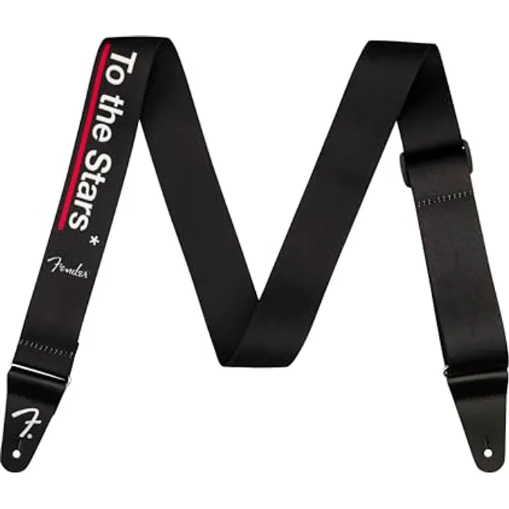 Fender DeLonge To The Stars Strap BK, Gitarrengurt mit Nylonmaterial und Lederenden, schwarz