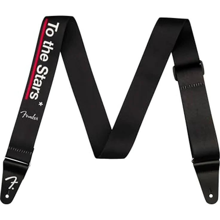 Fender DeLonge To The Stars Strap BK, Gitarrengurt mit Nylonmaterial und Lederenden, schwarz – Bild 1