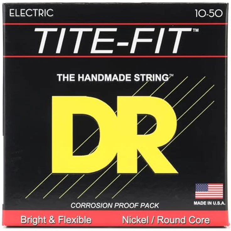 DR Strings Tite-Fit MH-10, E-Gitarre Medium-Heavy Saiten 10-50, ausgewogener Klang mit warmen Mitten und geschmeidigem Spielgefühl – Bild 1