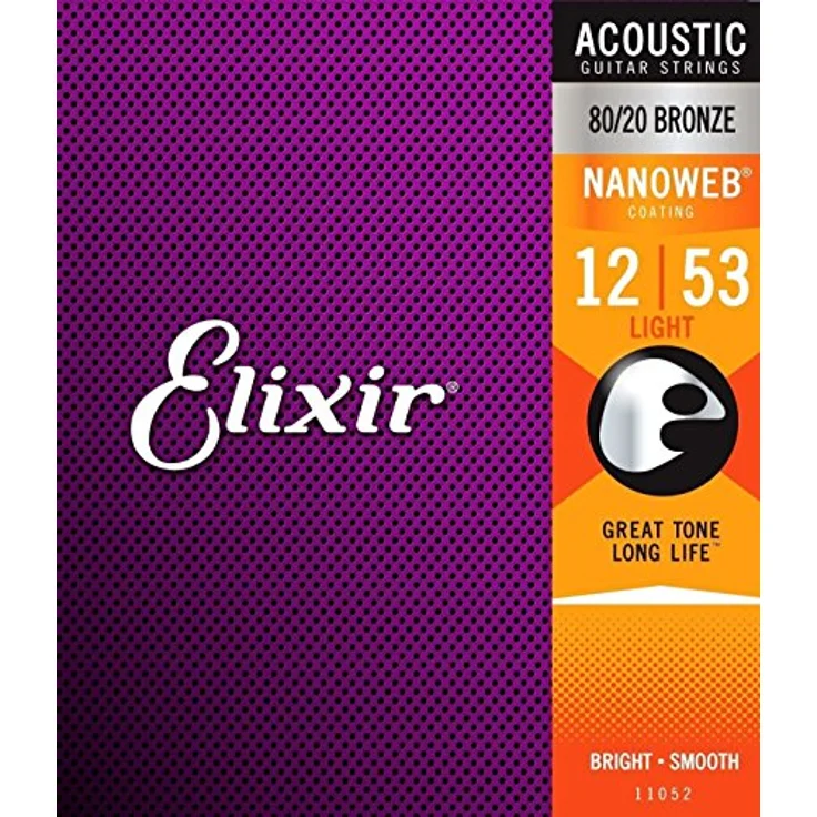 Elixir Strings Cordes Folk Light 11052, Gitarrensaiten aus Bronze 80/20 mit Nanoweb-Beschichtung für hohe Klang- und Lebensdauer – Bild 1