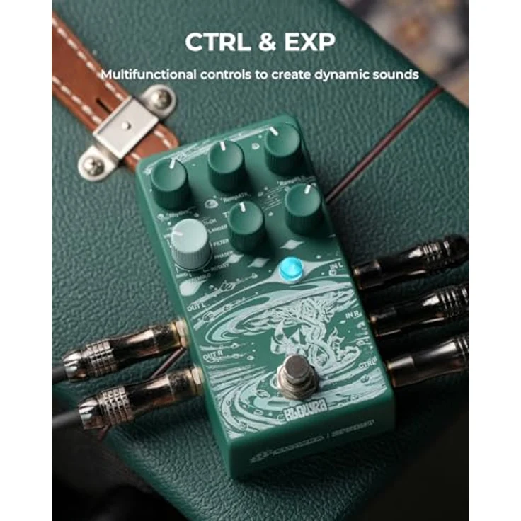 Klowra Sprout Modulation Gitarrenpedal mit 9 Effekten, CTRL-Eingang, Tap Tempo & Presets, Green Sprout – Bild 4