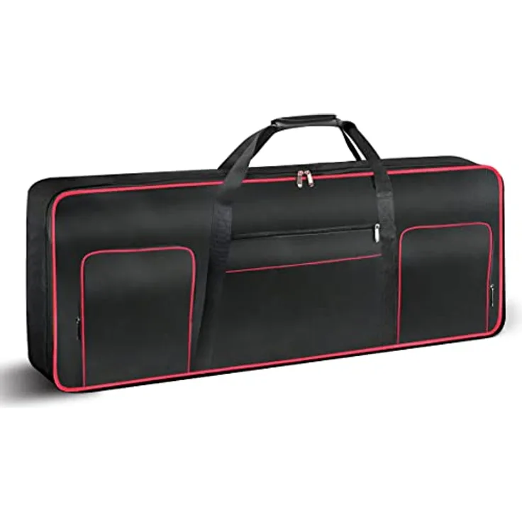 Ruibo Keyboardtasche 61 Tasten, Gigbag aus 600D Oxford-Tuch mit 10 mm Baumwoll-Gepolsterung, tragbar, langlebig, wasserdicht, 101,6 x 40,6 x 15,2 cm, Schwarz+Rot