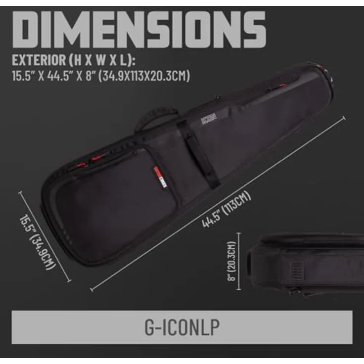 Gator Icon SC-Style Guitar BK, Gigbag für Single Cut E-Gitarre, witterungsbeständig, schwarze 1000D Nylon, inkl. Regenhülle, versteckte Rucksackgurte – Bild 10