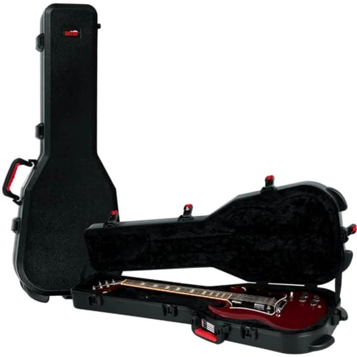 Gator TSA DC Guitar Case, Koffer für Double Cut E-Gitarre mit TSA-zugelassenem Zentralverschluss, schwarz – Bild 1