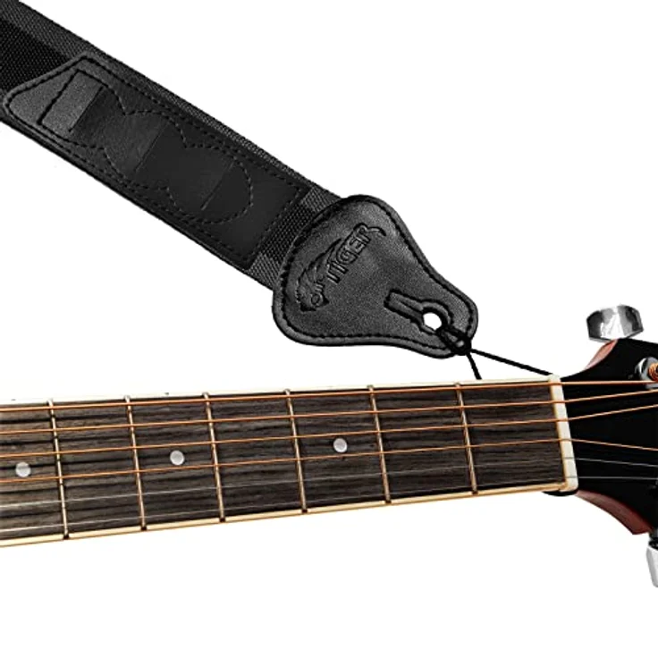 TIGER STP2-GY Nylon Gitarrengurt, verstellbar von 91cm bis 150cm, grau, geeignet für akustische, klassische, elektrische und Bassgitarren – Bild 3