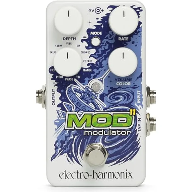 Electro Harmonix Mod 11 Modulator, Effektpedal mit 11 Modulationseffekten und Tap Tempo, kompakt
