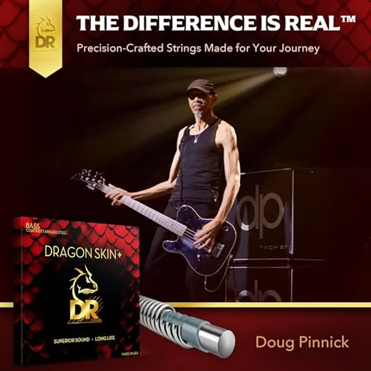 DR Strings Dragon Skin+ DBS5-45 Coated, 5-saitiger E-Bass-Saitensatz mit Edelstahl für maximale Leistung und lange Lebensdauer – Bild 7