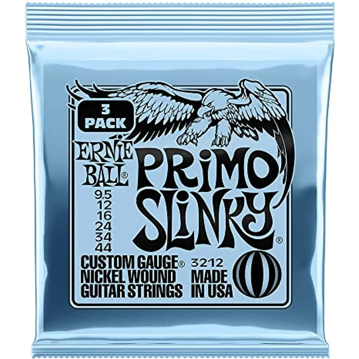 Ernie Ball Primo Slinky, E-Gitarrensaiten, 3er-Pack, Nickel Wound, Stärke 9.5-44, heller und ausgewogener Ton – Bild 1